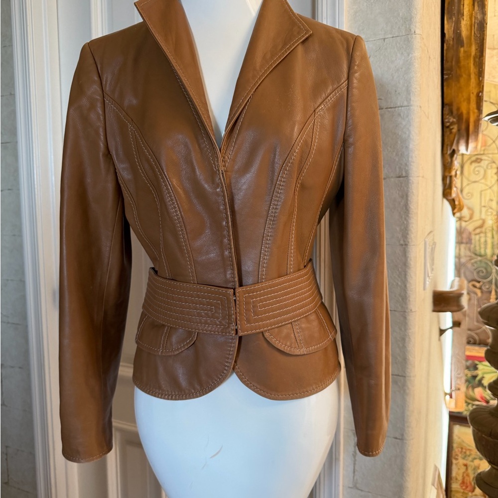Valentino Brown Leather Blazer - Picture 11 of 11